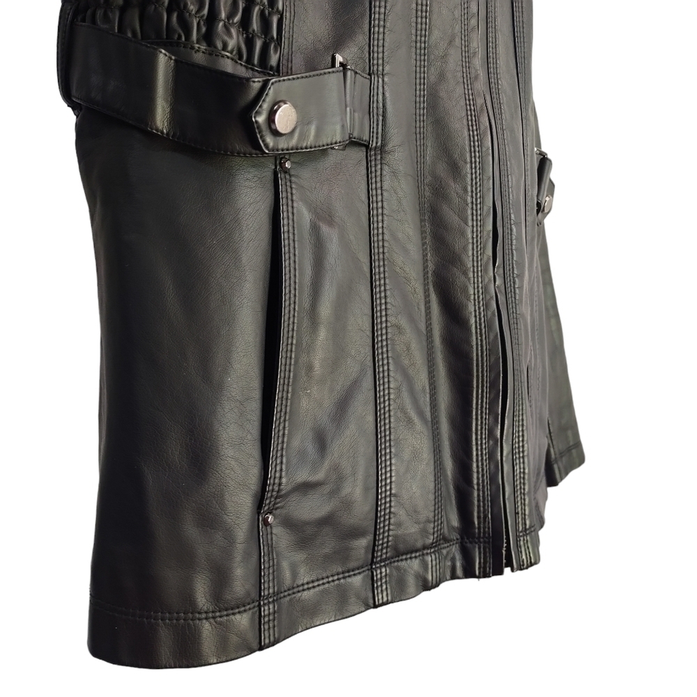 Susan Graver Women's Black Faux Leather Jacket Size M - Picture 9 of 12